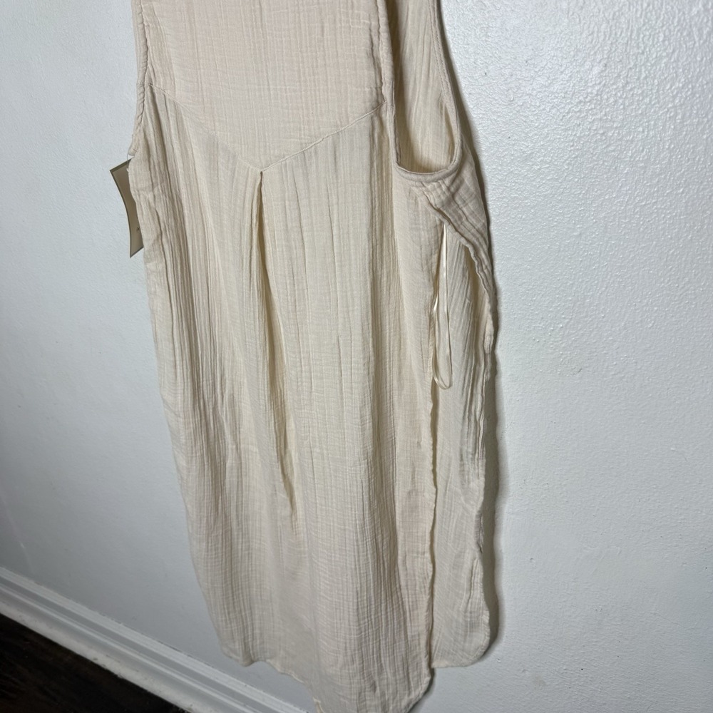 New Calligraphie Cream Textured Sleeveless Dress Open Sides‎ Womens Small - Picture 7 of 11